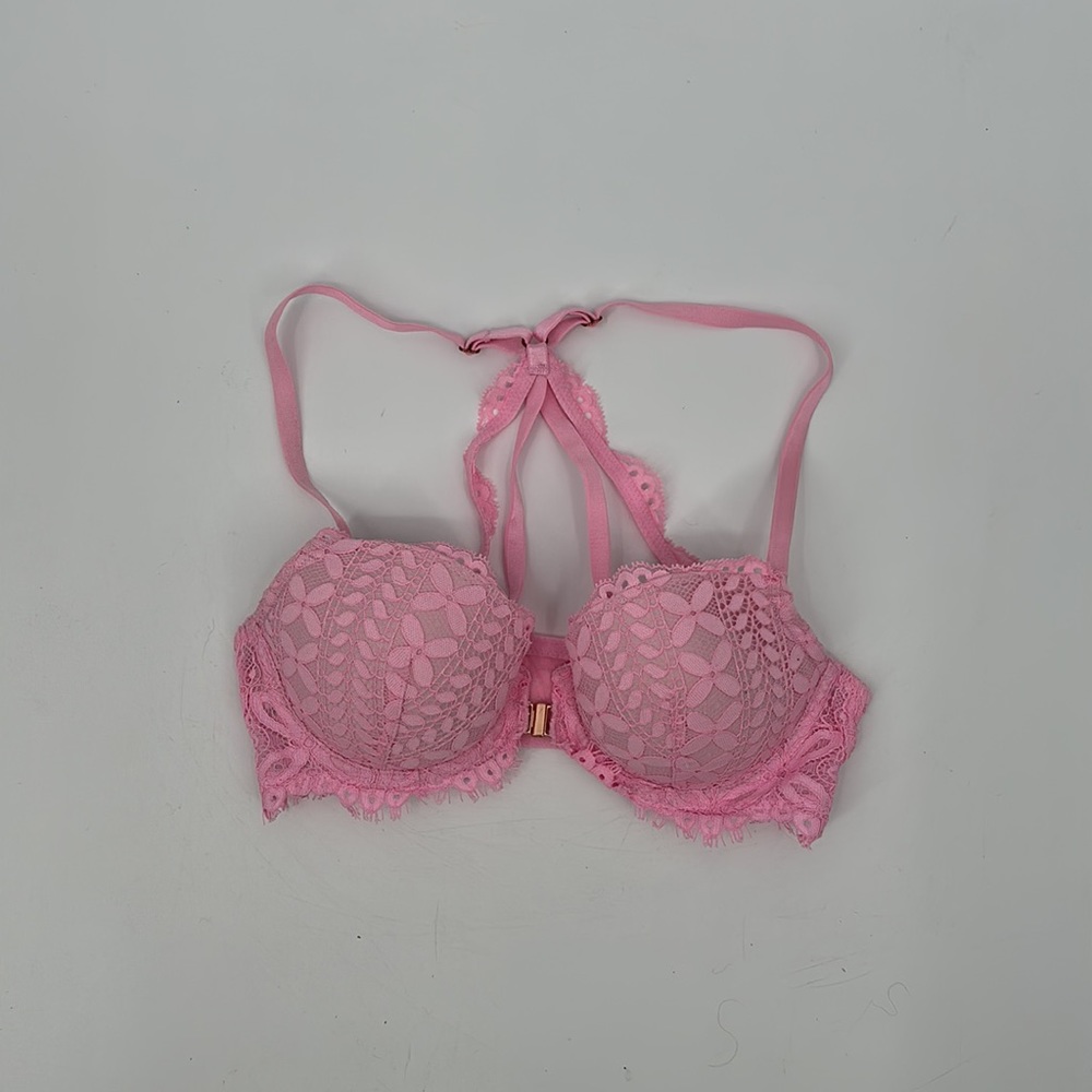 Victoria’s Secret Bra size 32C Dream Angels pink lace front closure - Picture 3 of 10